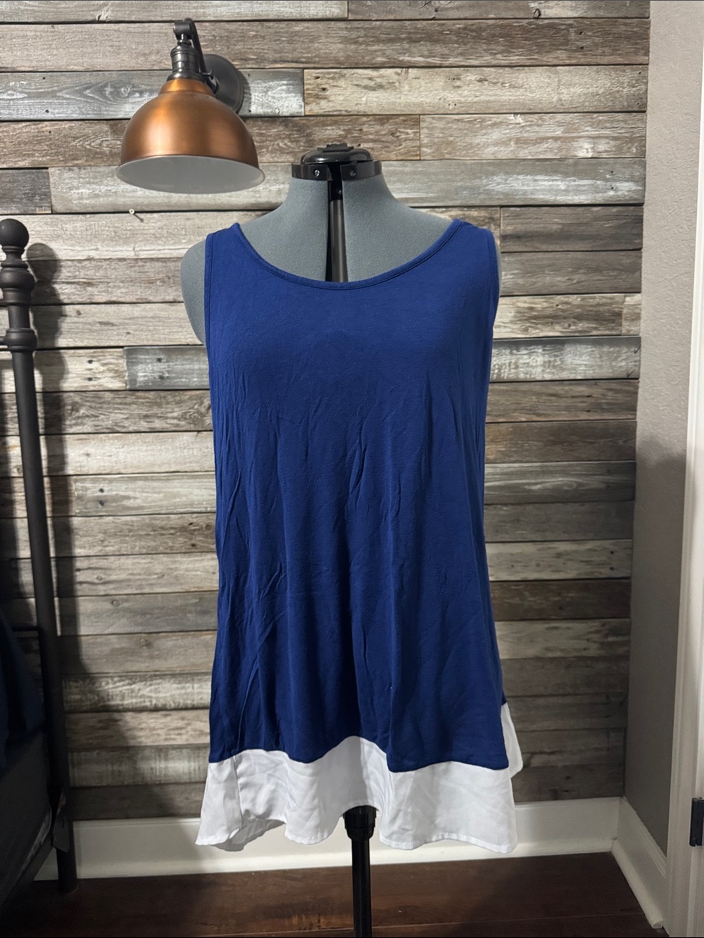 Bliss Royal Blue Sleeveless Tunic with White Layered Hem